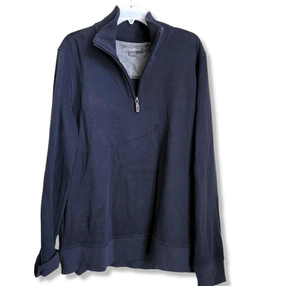 Eddie Bauer Men's‎ Tall L  Sweater Fleece Quarter Zip Pullover Blue - Picture 1 of 11